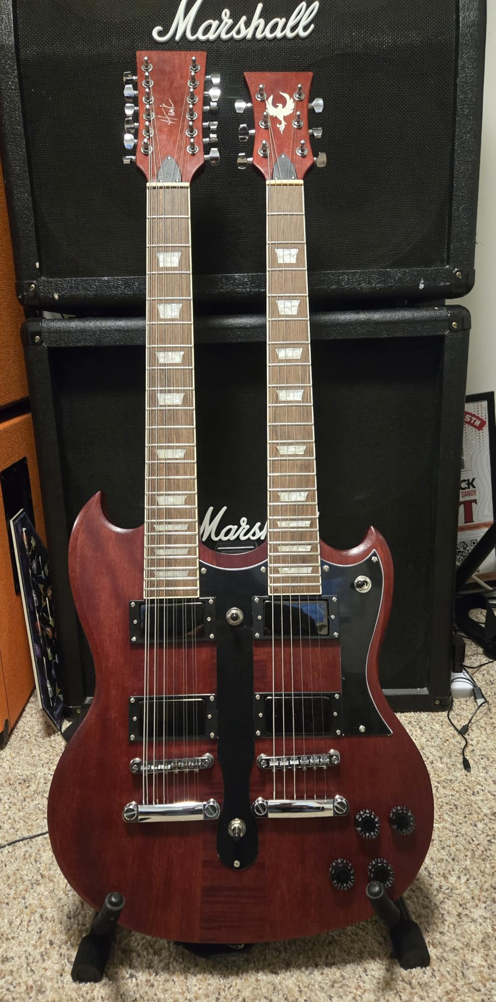 Double Neck DIY Electric Guitar Kit 6 & 12 String Mahogany Body | Mahogany Neck, Rosewood Fretboard, Right Handed Beginner Kit, Chrome Hardware, Build Your Own Guitar customer photo 1