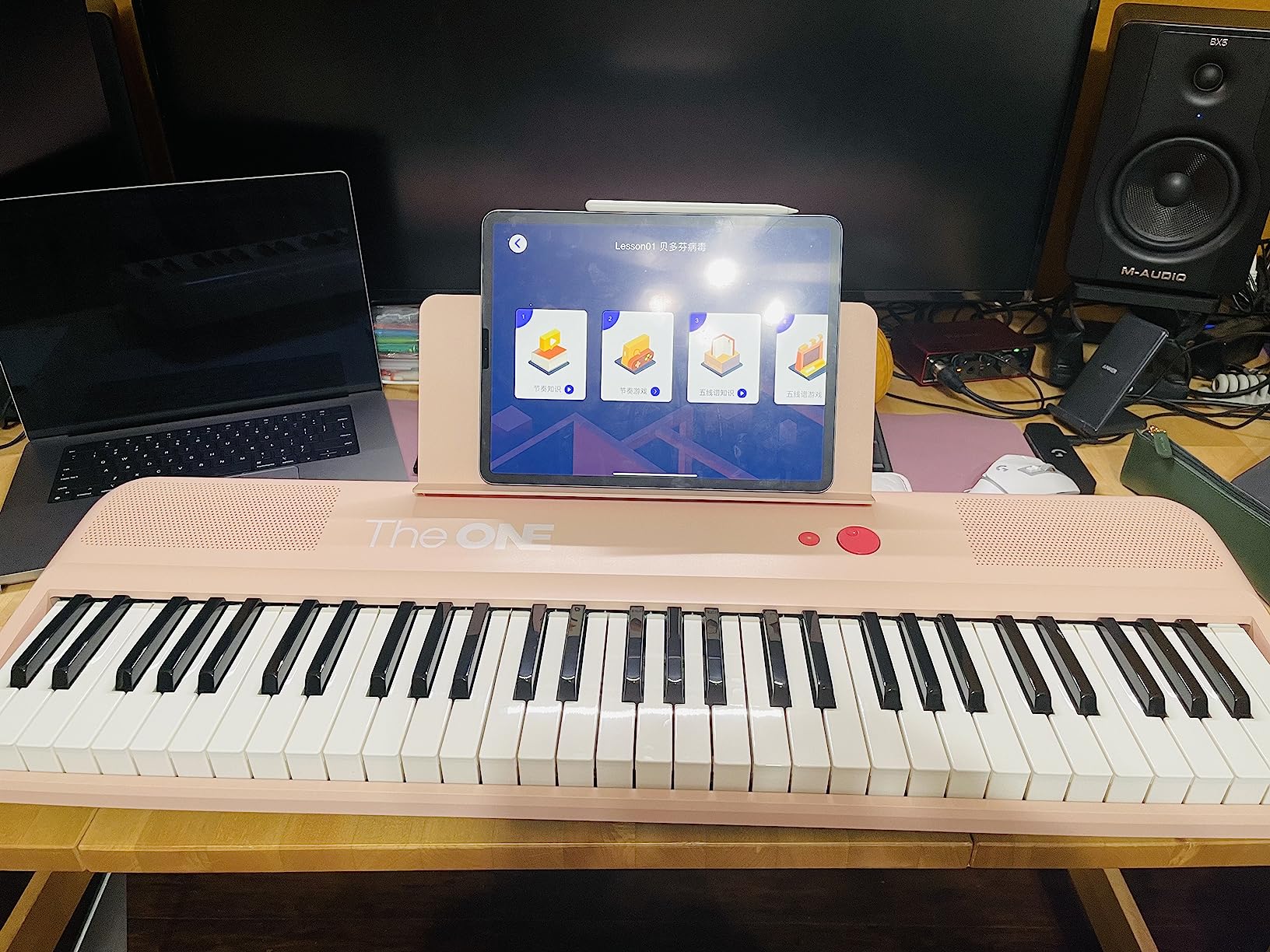 The ONE 61 Key Piano Keyboard with Lighted Keys, Bluetooth MIDI | 61 Keys Portable Piano, Lighted Keys, Piano Lessons, Battery Power, 256 Tones, Bluetooth MIDI, Adult Beginners customer photo 1