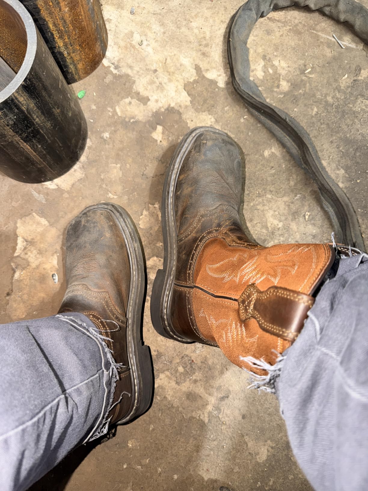 HISEA NINGO Steel Toe Work Boots for Men Square Toe Cowboy Boots Soft Toe customer photo 1