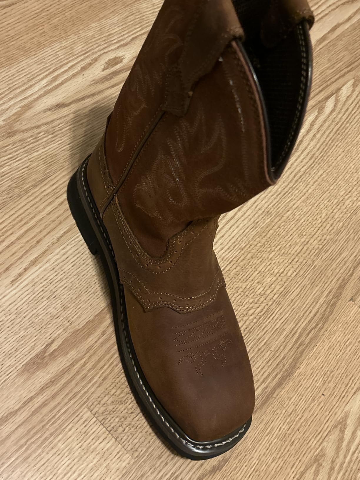 HISEA NINGO Steel Toe Work Boots for Men Square Toe Cowboy Boots Soft Toe customer photo 2