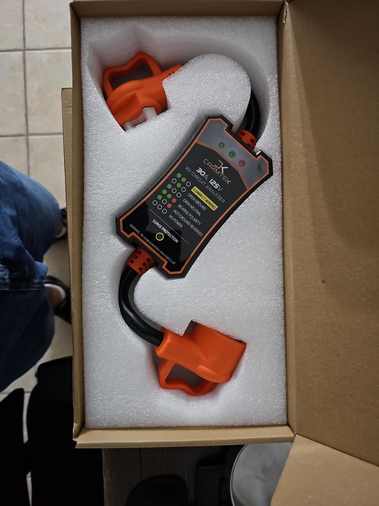 CARMTEK RV Surge Protector 50 Amp - RV Circuit Analyzer with Integrated Surge Protection - Smart 50 Amp Surge Voltage Defender with Grip Handles customer photo 2