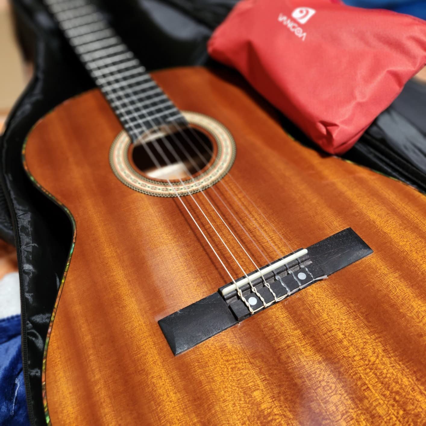 Classical Guitar 4/4, 39 Inch Full Size Nylon String Guitar for Beginner Adults, Guitar Bundle with Gig Bag & Footstool, Sapele Brown, by Vangoa customer photo 2