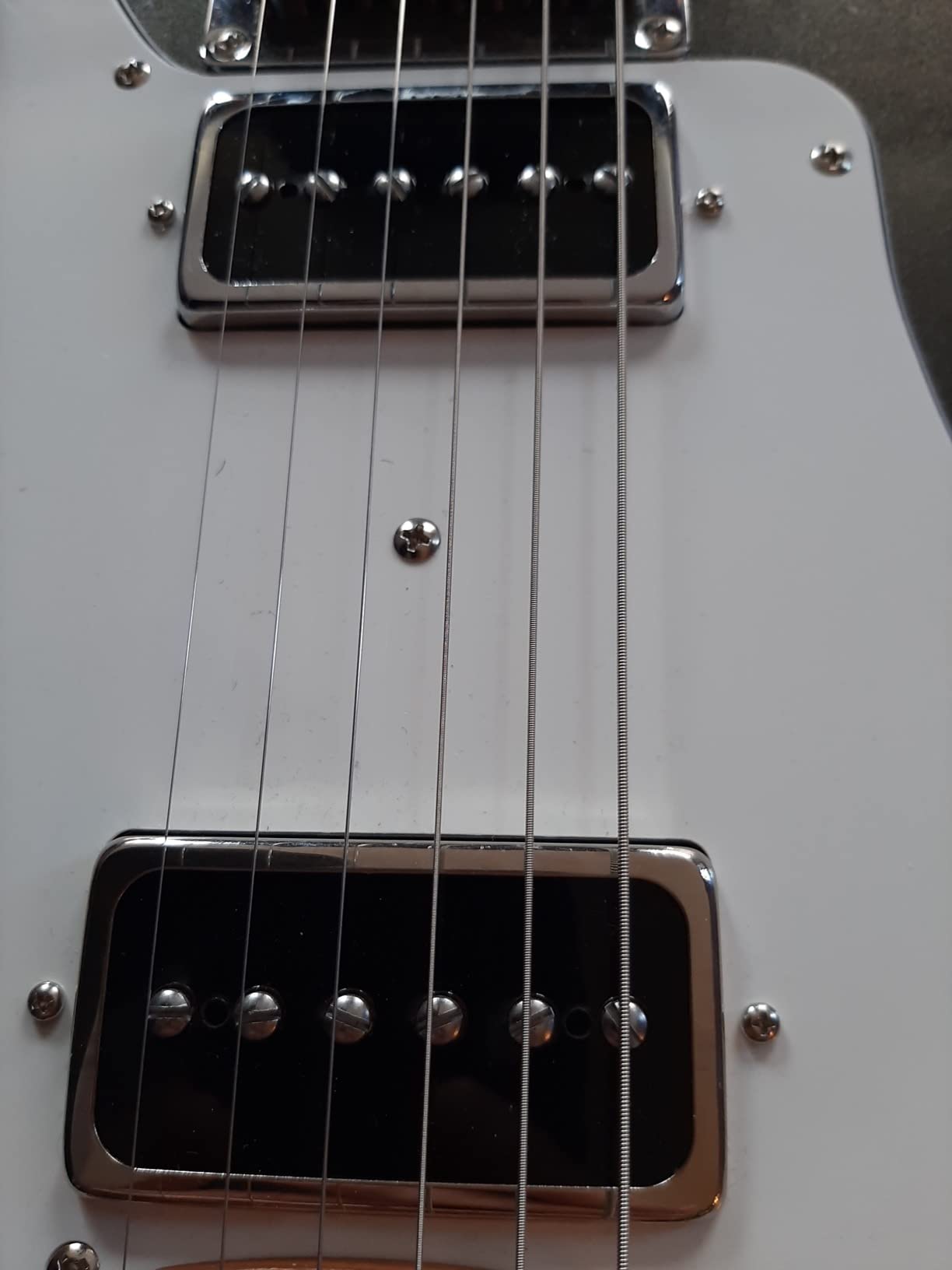 Humbucker-Sized P90-Style Single Coil Pickup Set Alnico 5 Wax Potted Pickup Replacement parts for Electric Guitar with HH Openning, Chrome/Black customer photo 2