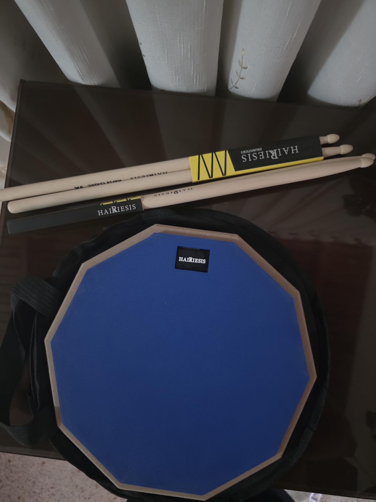HAIRIESIS Snare Drum Practice Pad, 12-Inch Double Sided Silent Drum Pad with Sticks and Carry Bag customer photo 1