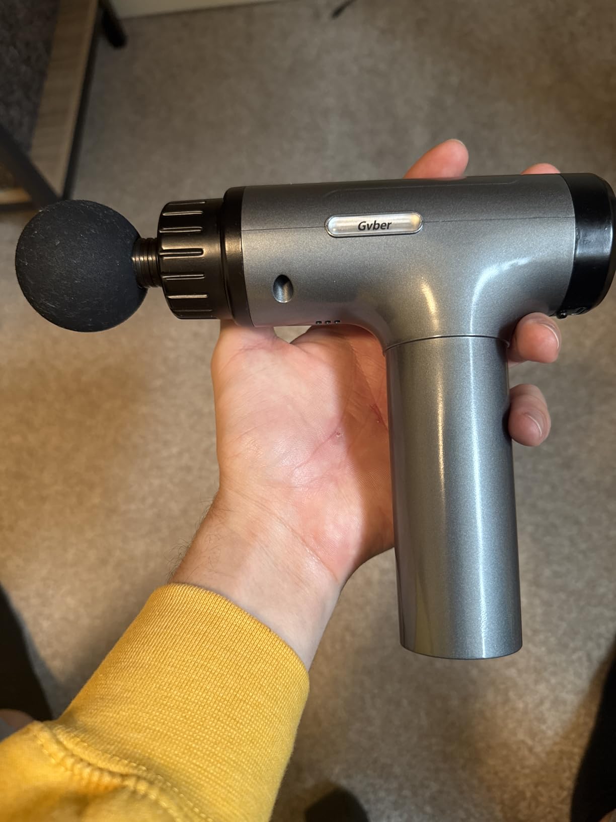 Gvber Massage Gun Deep Tissue 30 Speeds 6 Heads, Grey | Quiet Handheld Percussion Massager for Back & Shoulder Pain, Ideal Gifts for Mom & Dad, Travel & Office, Athletes & Home Gym customer photo 1
