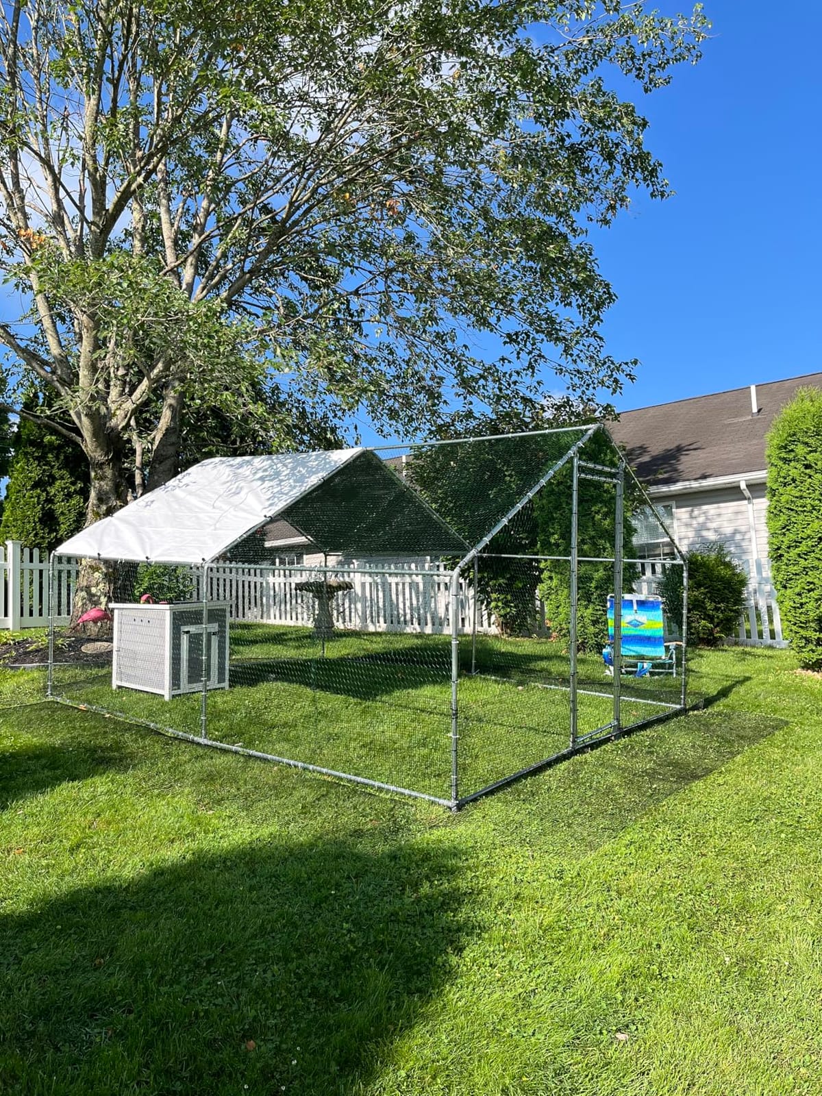 NUGRIART Large Metal Chicken Coop Walk-in Poultry Cage Hen Duck Run House with Waterproof & Anti-UV Cover Galvanized Rabbits Habitat Spire Shaped Cage for Outdoor Yard Farm Use customer photo 1