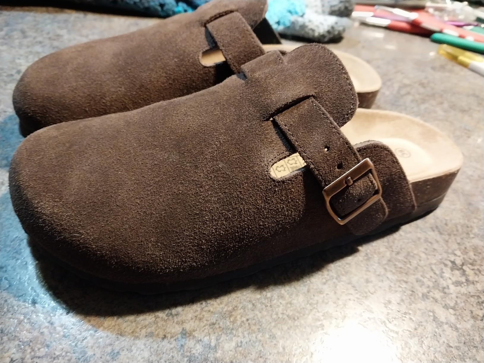 KIDMI Genuine Suede Clogs for Women Men Cork Footbed Mules Potato Shoes customer photo 2