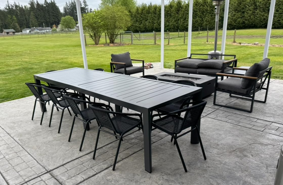 PURPLE LEAF Patio Dining Table for 10, All Aluminum Frame Height Adjustable customer photo 2