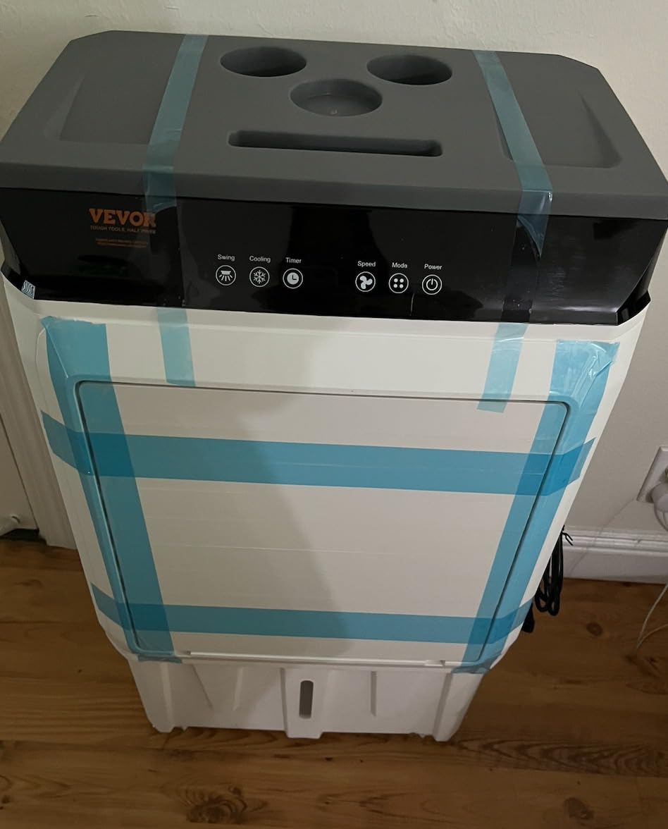 VEVOR Evaporative Air Cooler,1400 CFM 11X31 inch Air Cooler,3 Speeds Cooler Portable Air Conditioner,Energy-Saved Swamp Cooler for party,pool and patio,5 Gal Water Tank & 550 Sq.Ft… customer photo 1