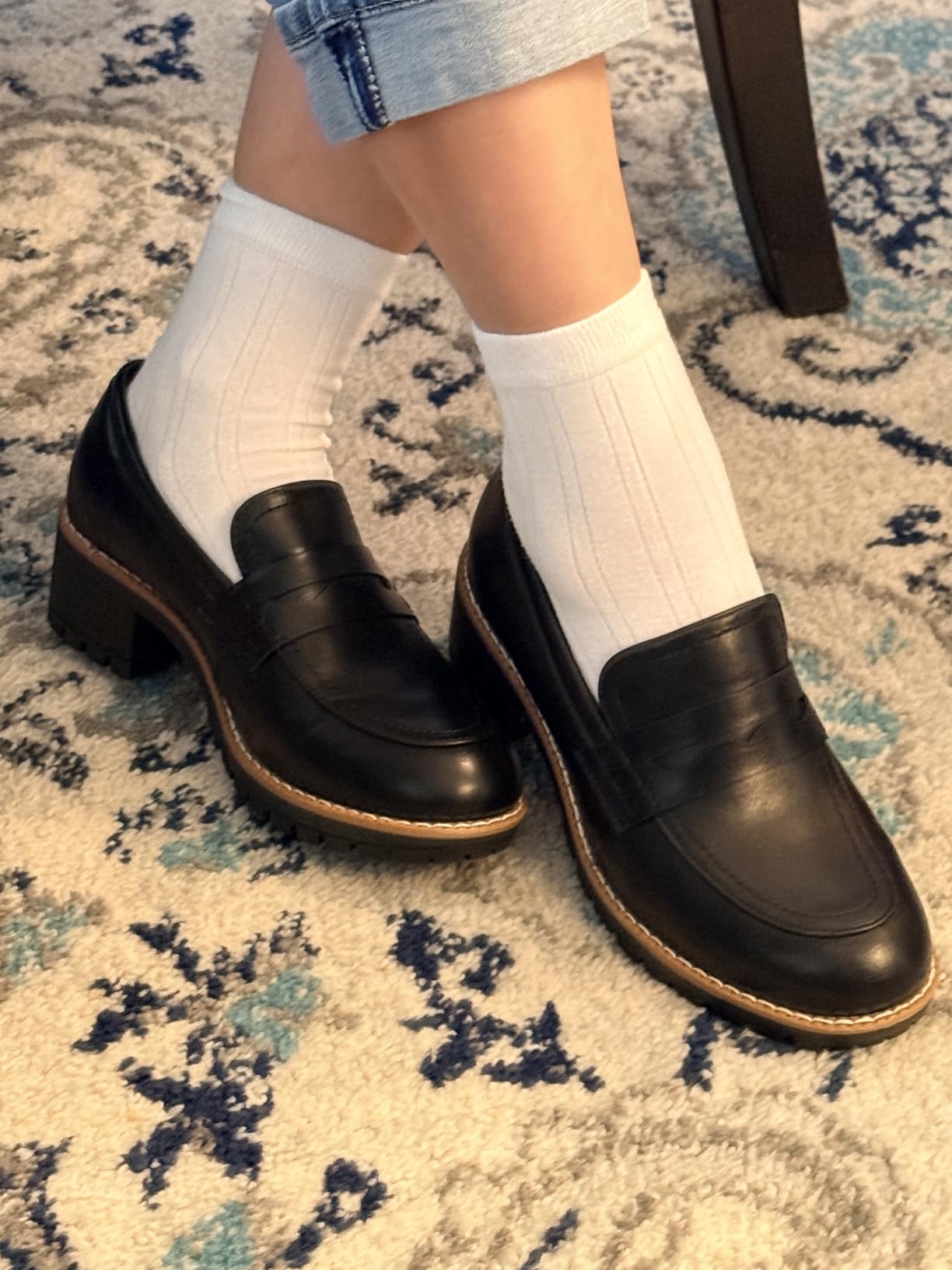 DREAM PAIRS Women's Penny Chunky Loafers Work Shoes customer photo 1