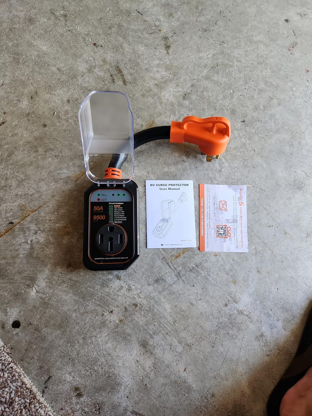 GEARGO RV Surge Protectors 50 Amp Waterproof, [𝟐𝟎𝟐𝟔 𝐍𝐞𝐰 𝐔𝐩𝐠𝐫𝐚𝐝𝐞𝐝] RV Circuit Analyzer, Full Protection RV Adapter Plug for Camper(Orange) customer photo 1