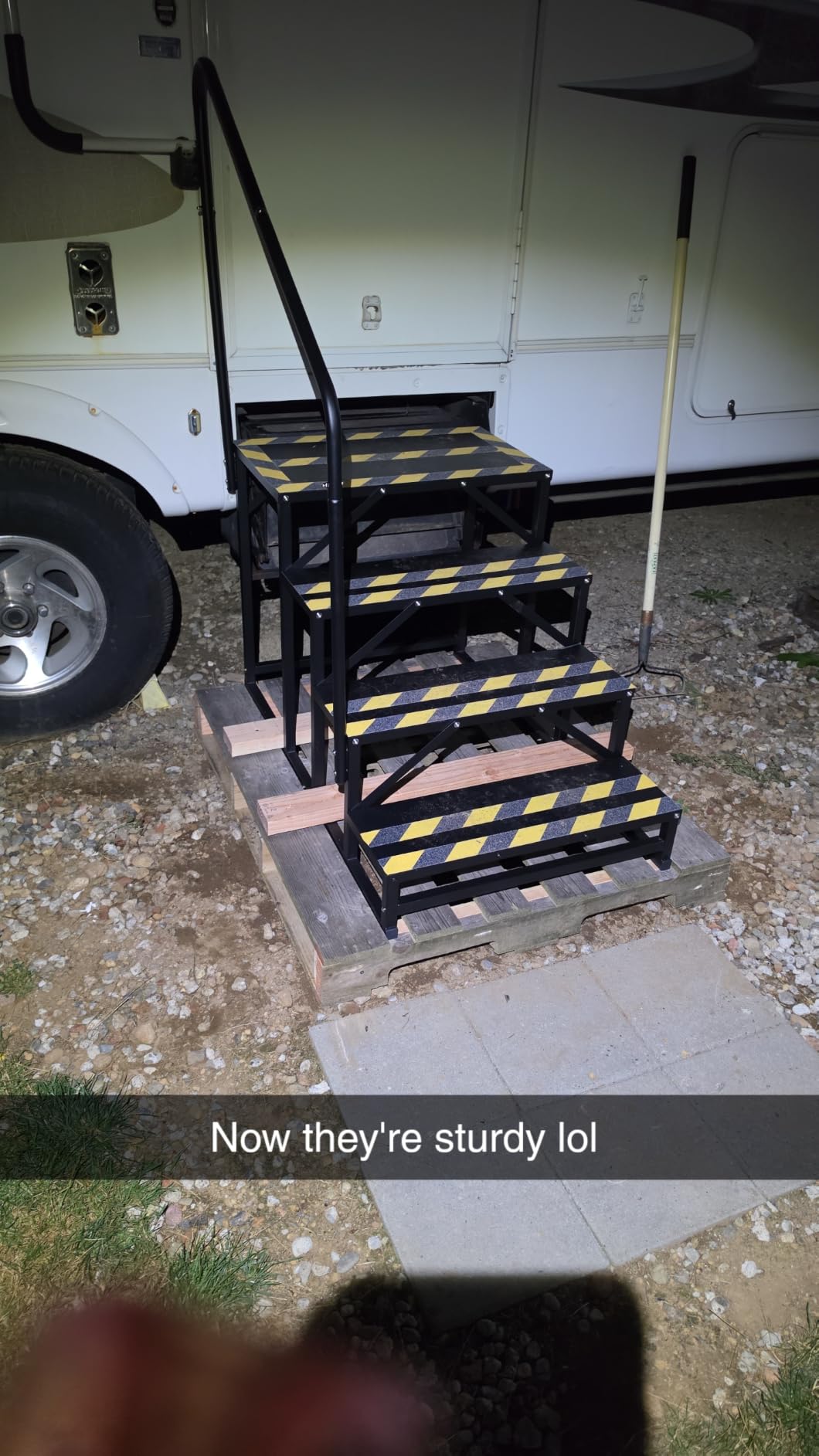 4 Step RV Stairs, Hot Tub Steps, Outdoor Spa Step Ladder with Handrail,Portable Economy 5th Wheel Stair for Travel Trailer, Motor Home, Camper and Porch with Non-Skid Tapes customer photo 2