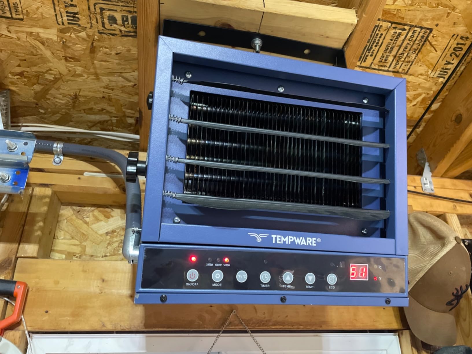 TEMPWARE Garage Heater Electric 240V, 5000-Watt Hardwired Ceiling Mount Shop Heater with ECO Mode, 240-Volt Hardwired with Full-Function Remote and 12-Hour Timer, Ideal for Workshop customer photo 1
