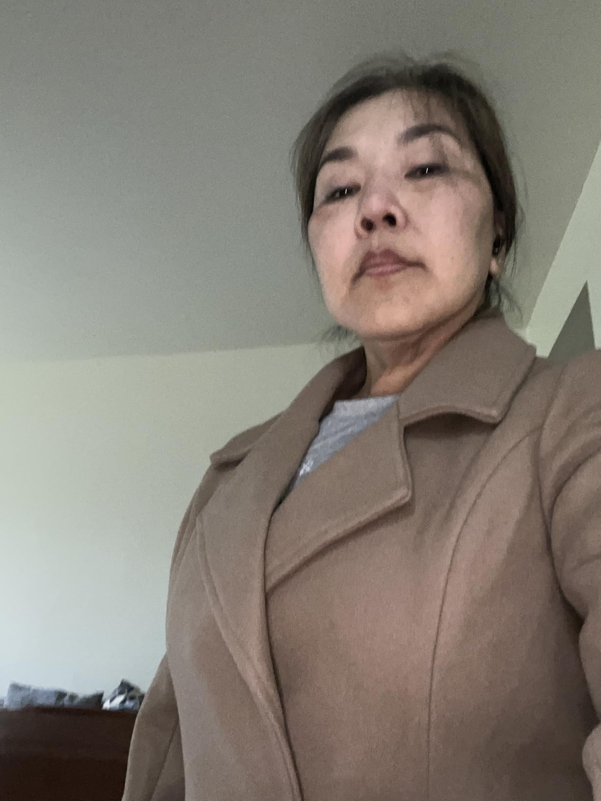Bankeng Women Winter Wool Blend Camel Mid-Long Coat Notch Double-Breasted Lapel Jacket Outwear customer photo 2