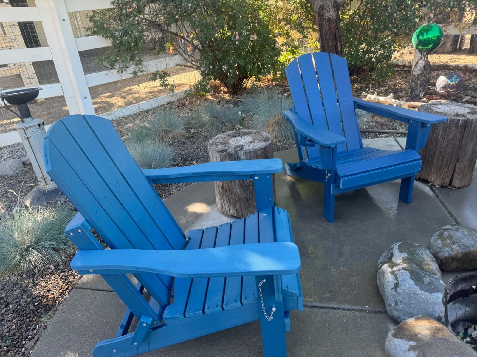SERWALL Folding Adirondack Chair Set of 4 with Cup Holder for Fire Pit-Blue customer photo 1