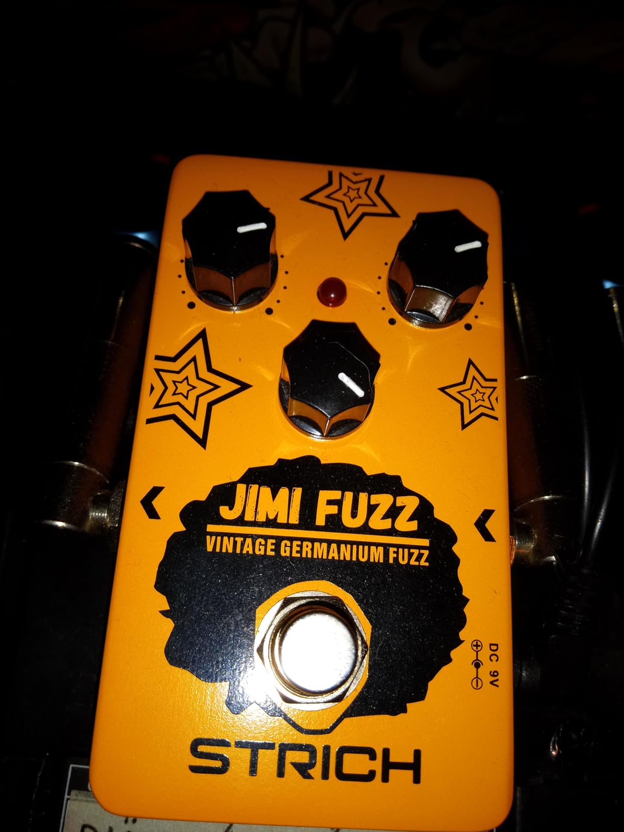 STRICH Jimi Fuzz Guitar Pedal, True Bypass for Electric Guitar, Orange | Compact mini fuzz with adjustable Vol/Tone/Gain controls, classic sound customer photo 1