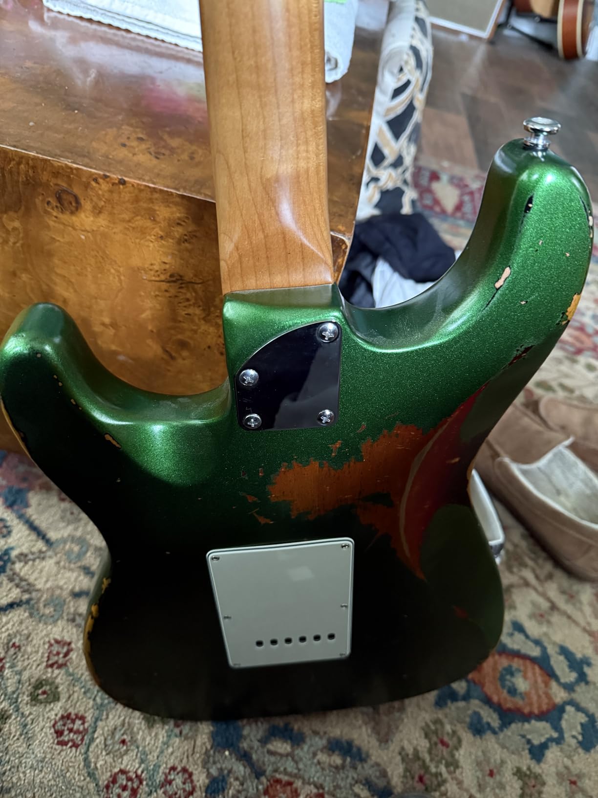 KGD Relic Electric Guitar, Roasted Maple Neck and Rosewood fingerboard, Bone Nut, 6-String Relic Guitar, Professional/Full Size/Electric Guitars for Adults (Jasper Green) customer photo 1