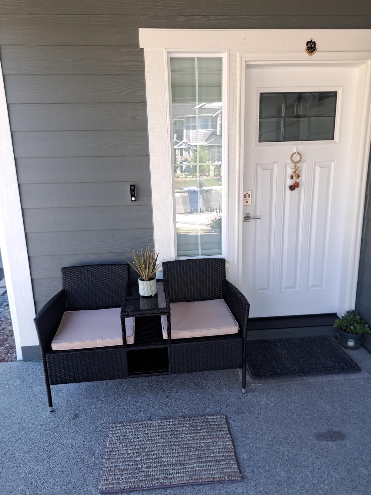 Flamaker Outdoor Furniture Patio Loveseat Wicker 2-Seat Porch Chairs Beige customer photo 1