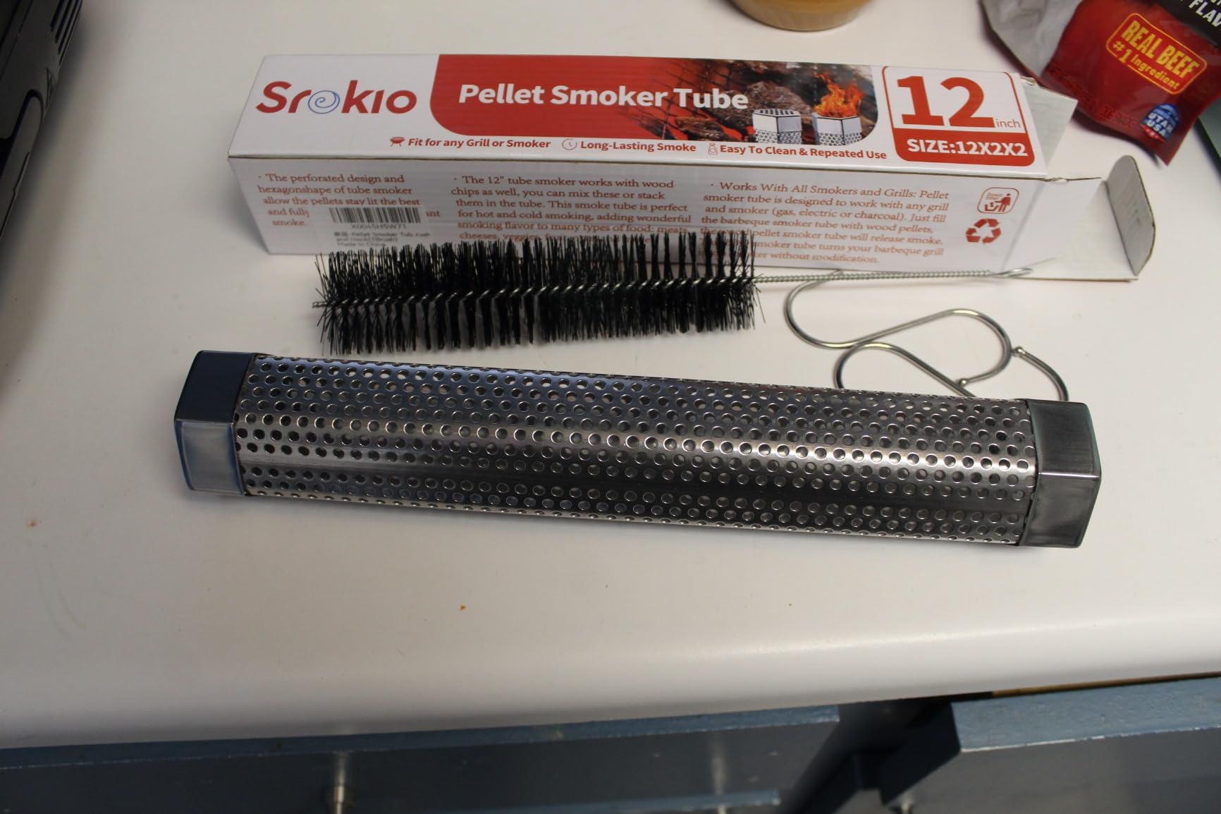 Pellet Smoker Tube,304 Premium Stainless Steel Smoke Tube,12'' Smoker Tube for Pellet Grill and Smoker with Brush -Hot or Cold Smoking Accessories customer photo 1