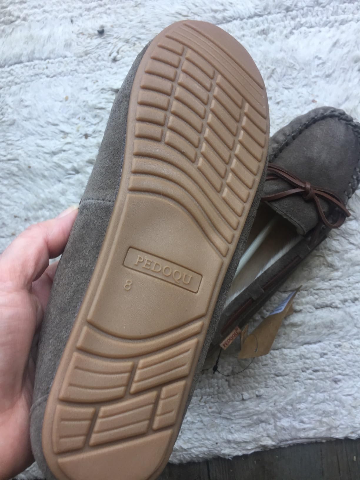 PEDOQU Womens Moccasin Genuine Leather Slippers, Indoor/Outdoor House Shoes customer photo 1