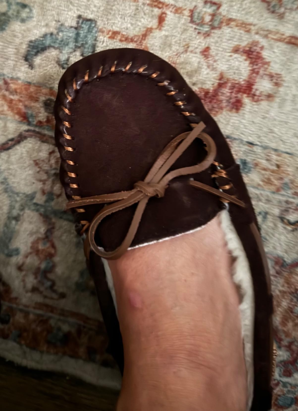 PEDOQU Womens Moccasin Genuine Leather Slippers, Indoor/Outdoor House Shoes customer photo 2