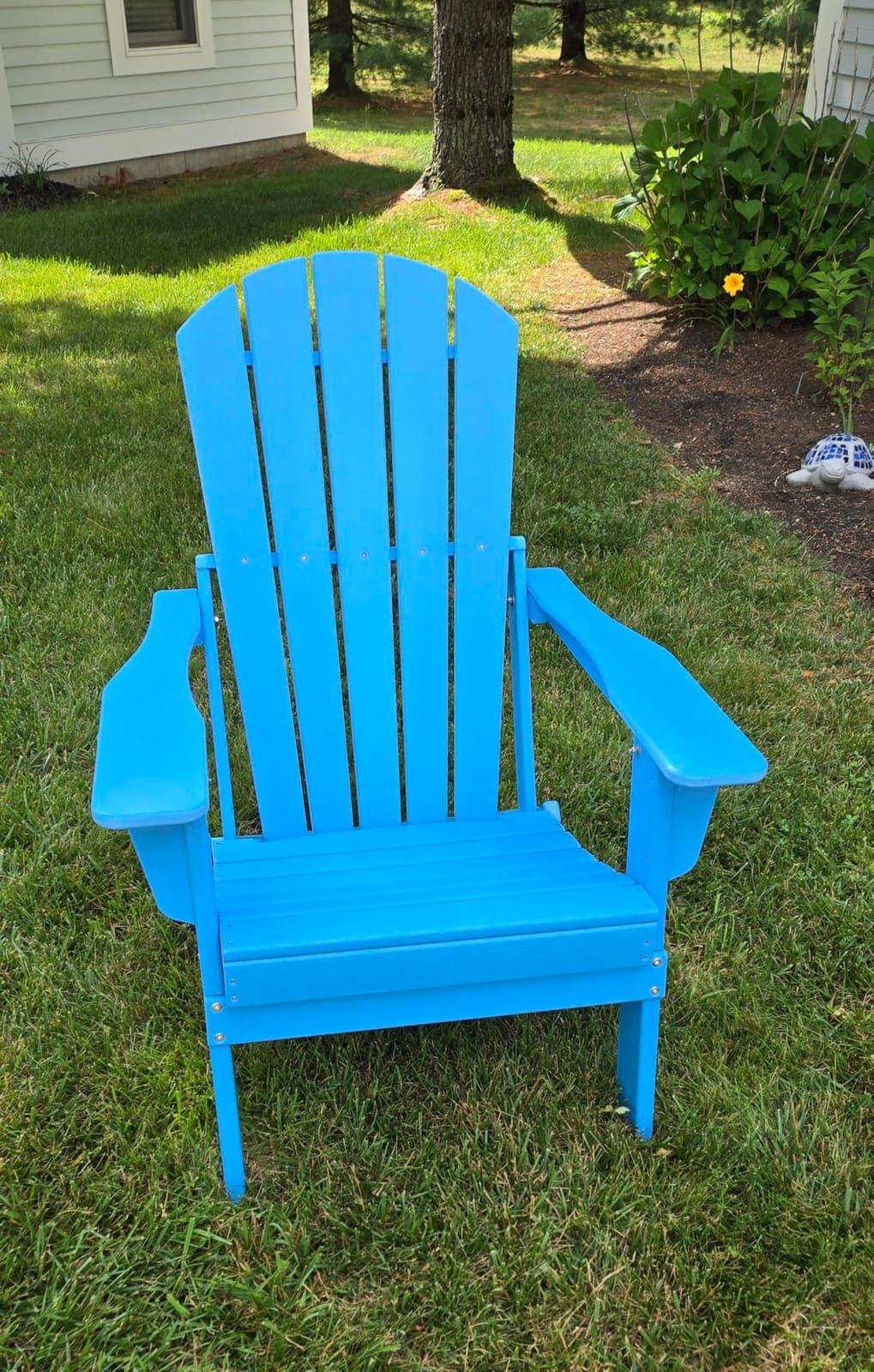 Plawdlik Folding Adirondack Chair Set of 4, Cup Holder,Wooden Textured ,Heavy All-Weather HDPE Comfortable Set Poolside Backyard Lawn Black customer photo 1