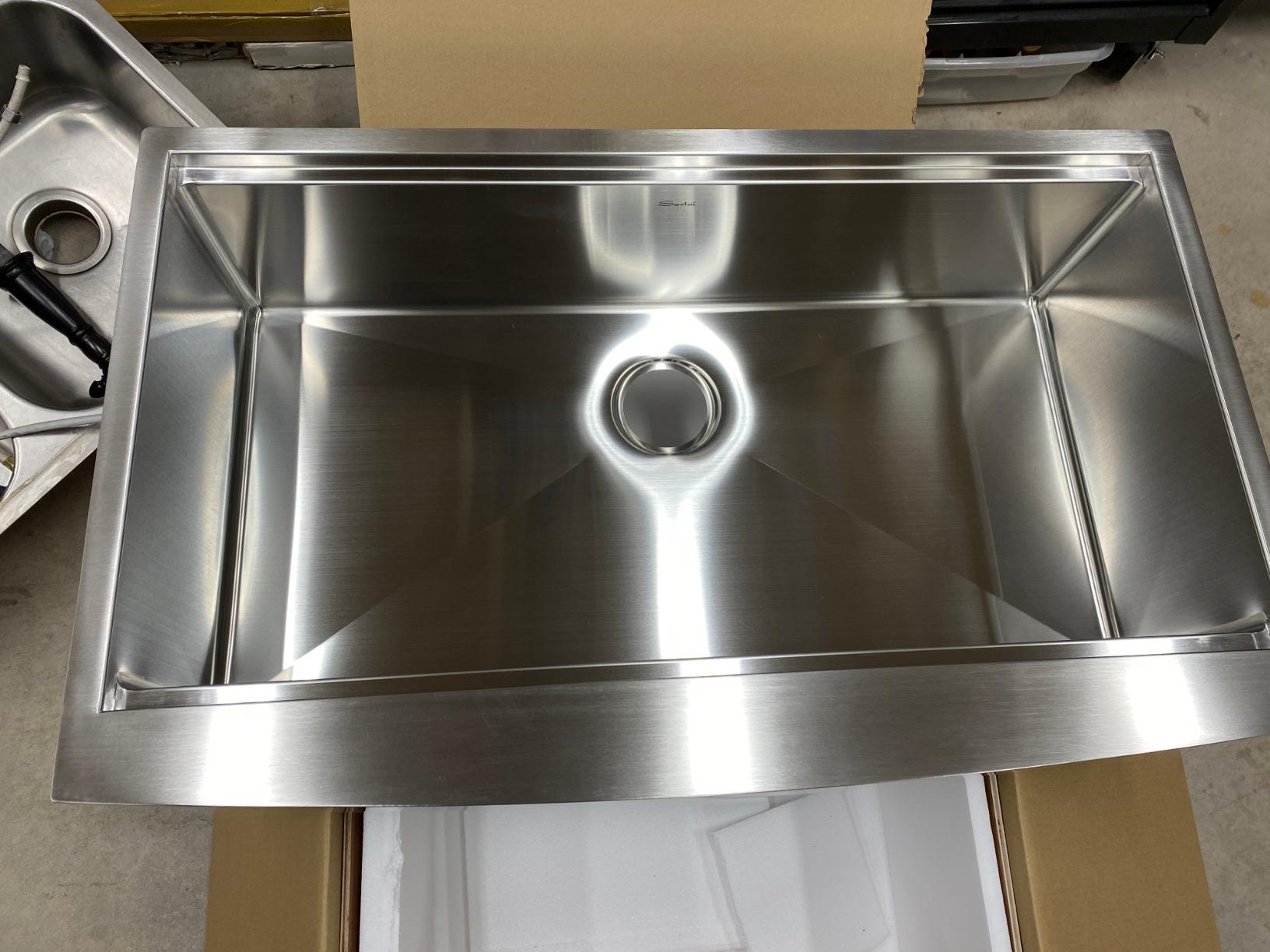 Sarlai 33 Farmhouse Kithchen Sink - 33 x 22 Inch Apron Front Ledge Drop In Workstation16 Gauge Stainless Steel Single Bowl Top-mount Farm Sinks customer photo 1