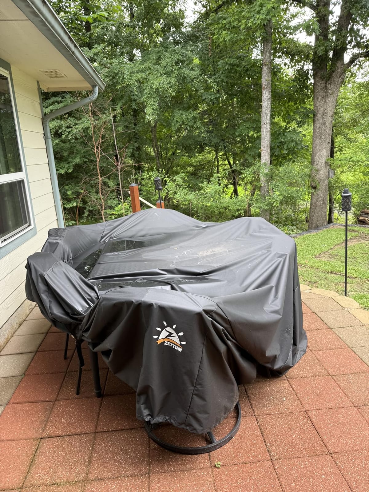 Zettum Patio Furniture Cover Rectangle - 600D Outdoor Table Cover Waterproof & Heavy Duty, Large Lawn Furniture Sofa Set Covers for Outside Dining Table and Chairs Seating Combo - 126 x 74 x 28 Inch customer photo 2
