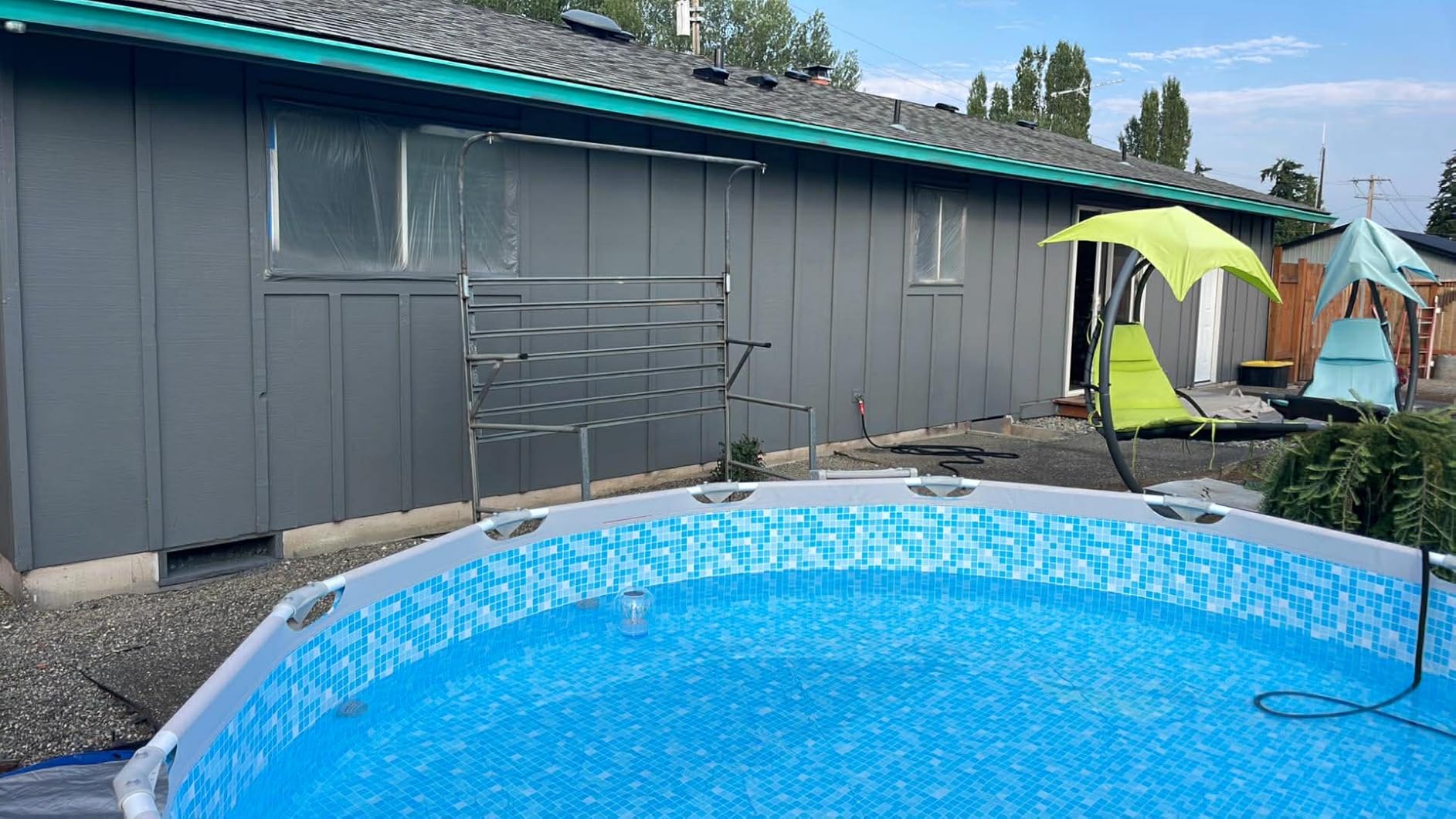 SLOOSH Round Above Ground Pool - 15ft x 42inch Outdoor Round Frame Above Ground Swimming Pool Set Kiddie Pool for Kids Adults with Filter Pump Ladder customer photo 1