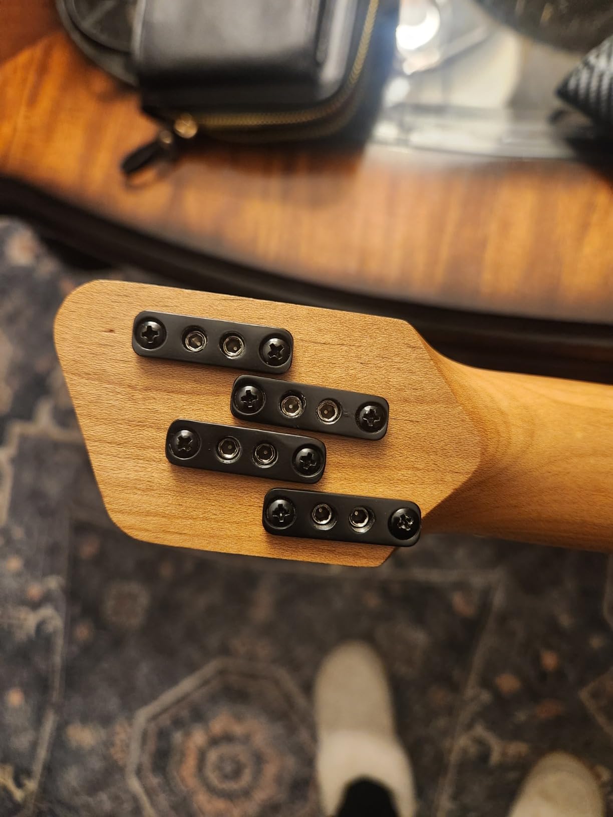 4 String Headless Electric Bass Guitar poplar body Carbon Fibre Maple neck fanned fret customer photo 1
