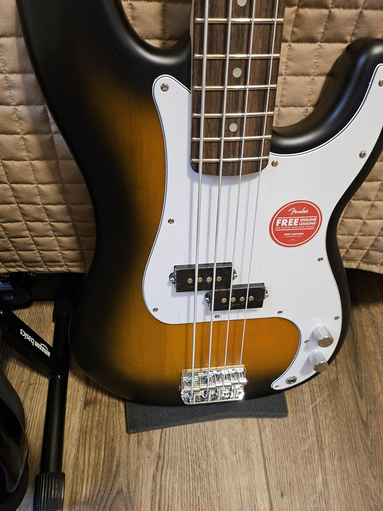 Fender Squier Debut Series Beginner Precision Bass Guitar, Sea Foam Green | Starter electric bass guitar, free lessons included, 2-year warranty, satin urethane finish, ideal for beginners customer photo 2