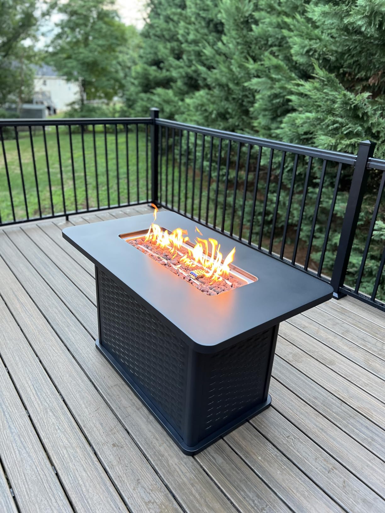 Ciays 43-Inch Rectangular Propane Fire Pit with 60,000 BTU Output, Gas with Cover & Rocks, Table CSA-Certified 2 in 1Table Gatherings Parties with 304 Stainless Steel H-Burner customer photo 2