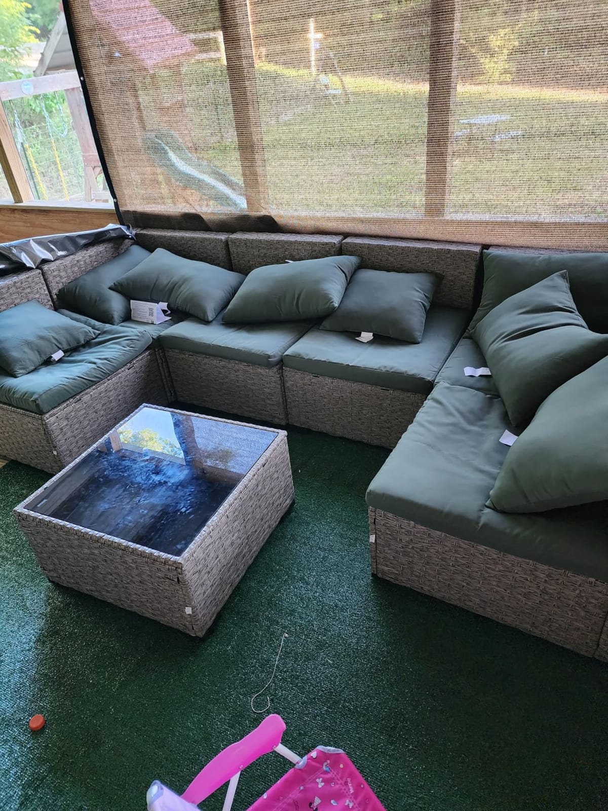 UDPATIO Outdoor Patio Furniture Set 7 Pcs Wicker Sectional Sofa Green customer photo 1