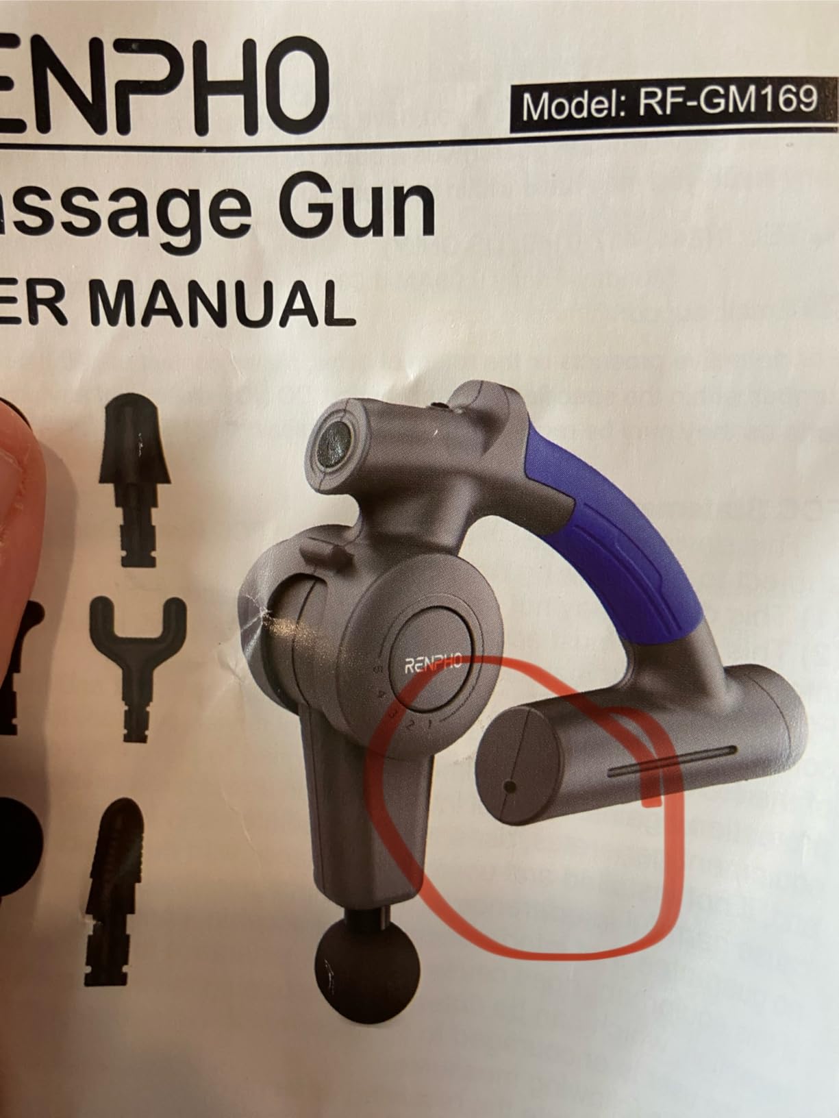 RENPHO Active Massage Gun, Deep Tissue Percussion Back Massager | Neck Massager, FSA Eligible, Portable Handheld Massager with 5 Speeds, HSA, 5 Attachments, Gifts for Men Women, Blue customer photo 1