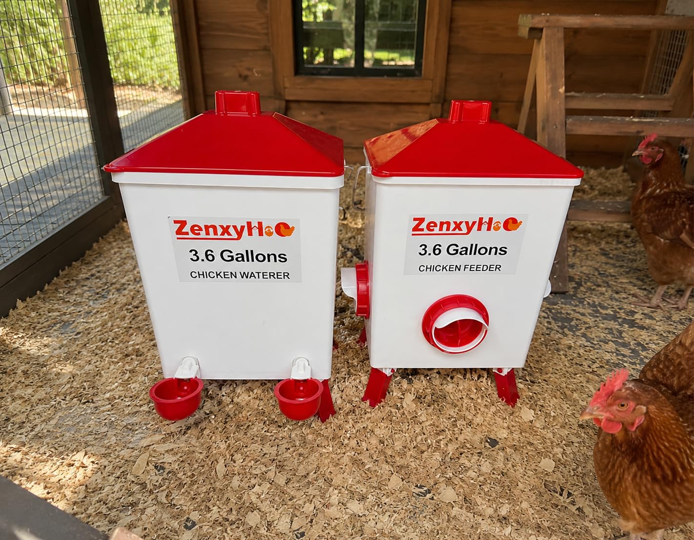 3.6 Gal Chicken Feeder and Waterer Set - 3 Height Adjustable customer photo 1