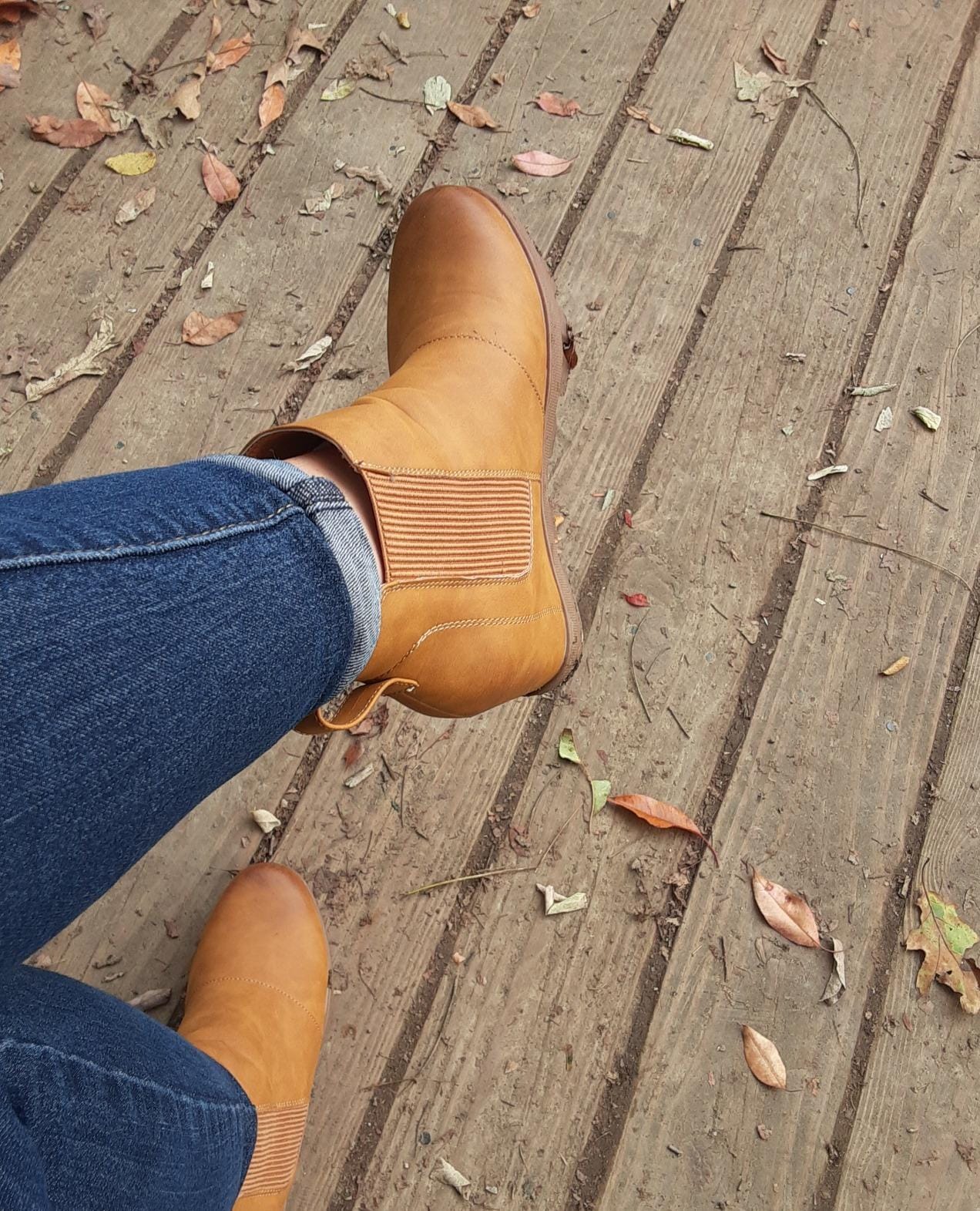 Athlefit Women's Hidden Heel Chelsea Ankle Wedge Boots customer photo 2