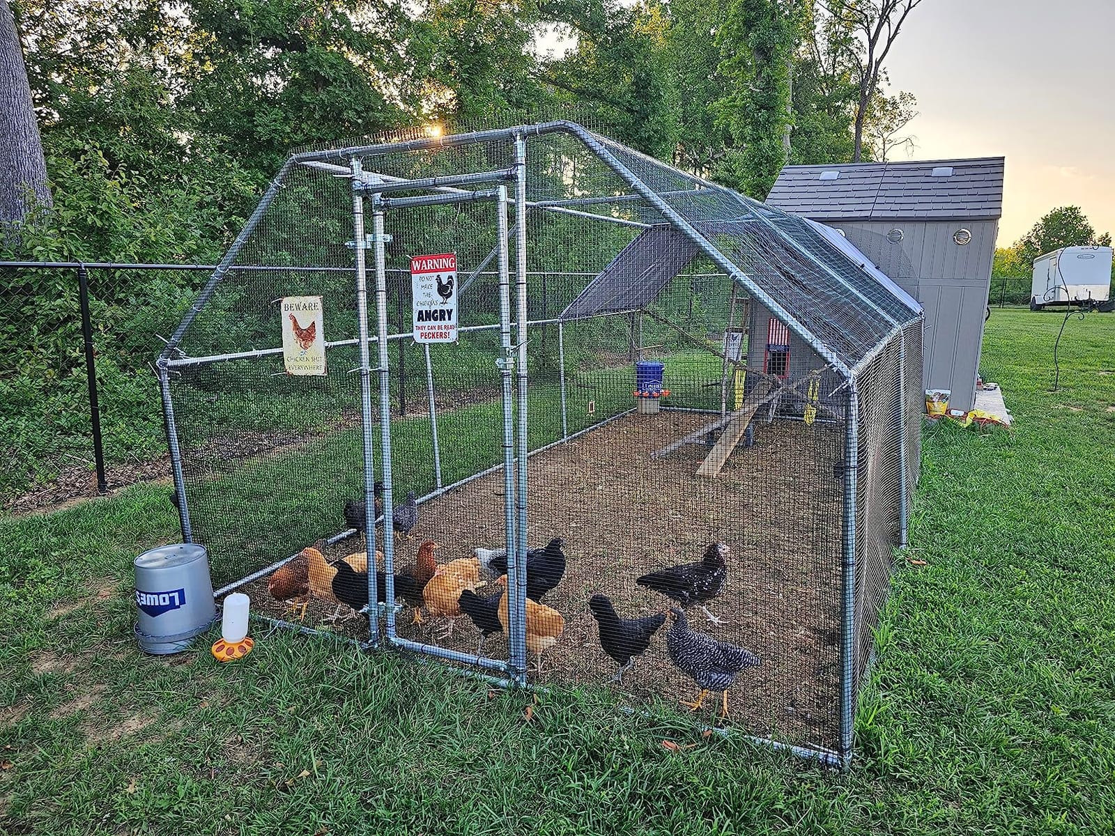 19.7x10 FT Extra Large Metal Chicken Coop, Walk-in Poultry Run Pen customer photo 2