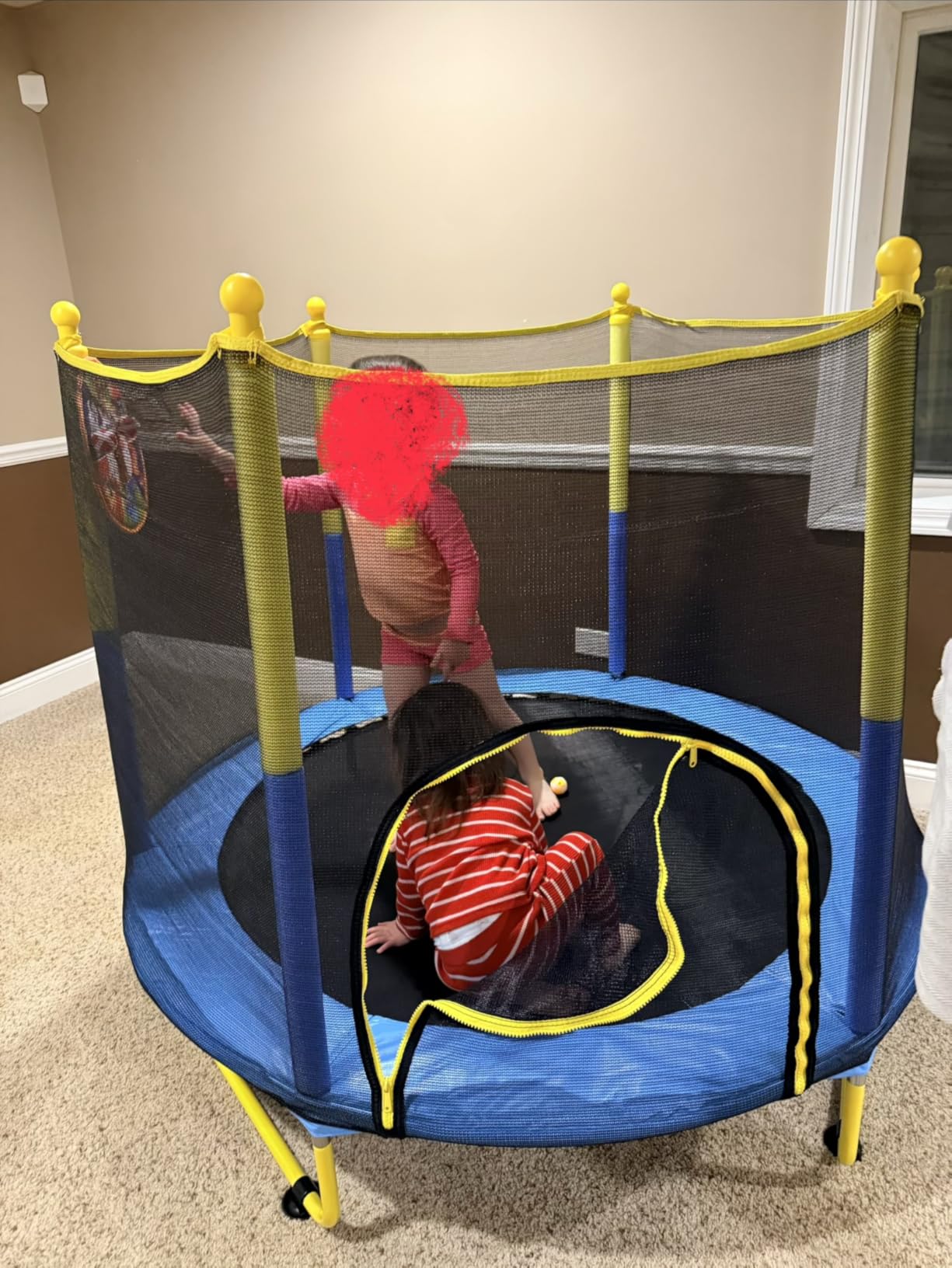 6FT Trampoline with Safety Enclosure Net, Basketball Hoop & Dart Board customer photo 2