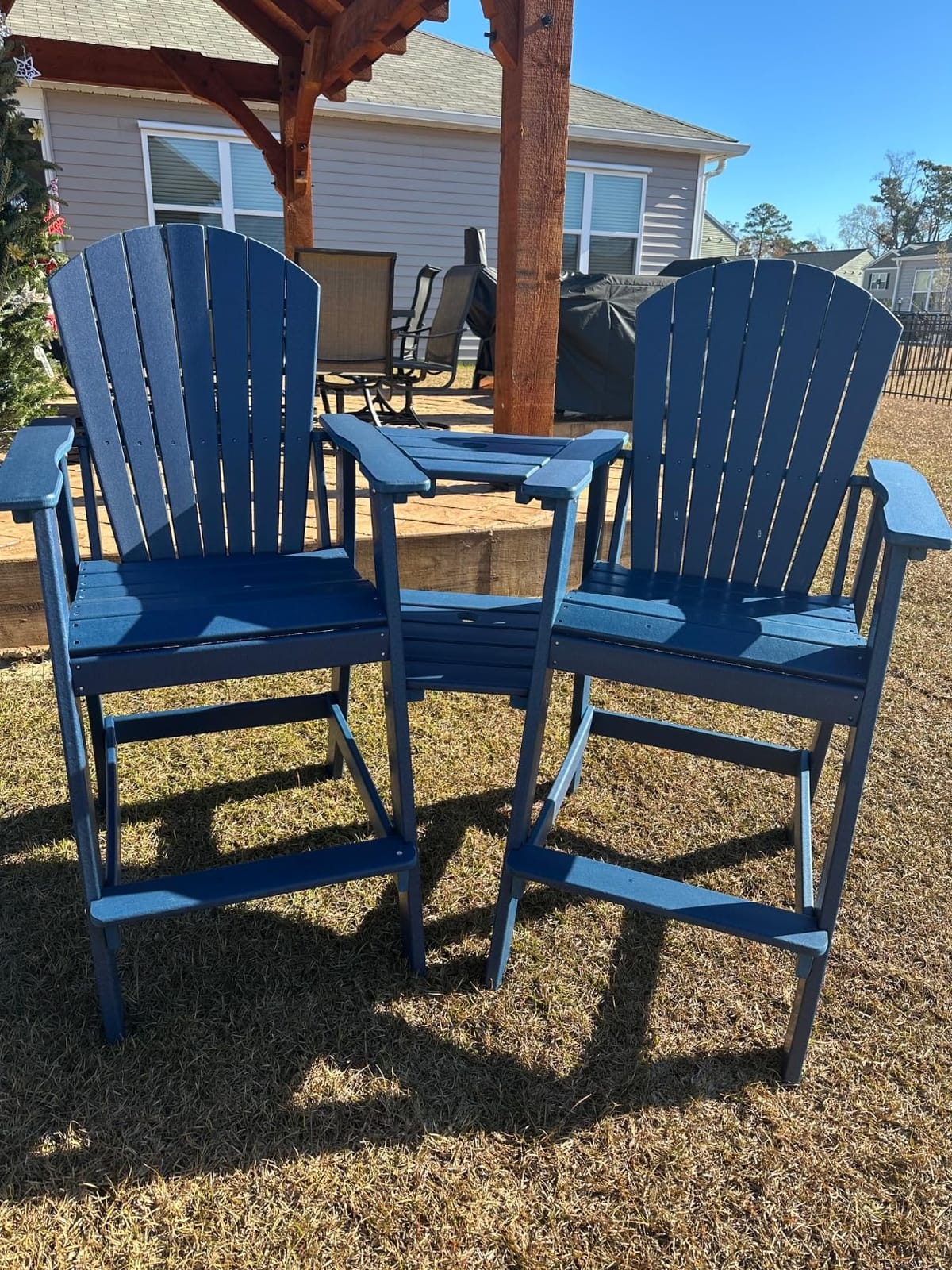 Sundale Outdoor Tall Adirondack Chairs Set of 2 with Table, Patio HDPE Bar customer photo 1