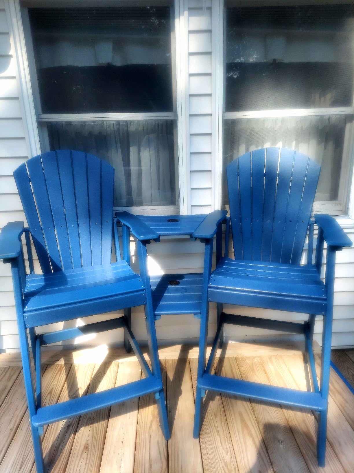 Sundale Outdoor Tall Adirondack Chairs Set of 2 with Table, Patio HDPE Bar customer photo 2