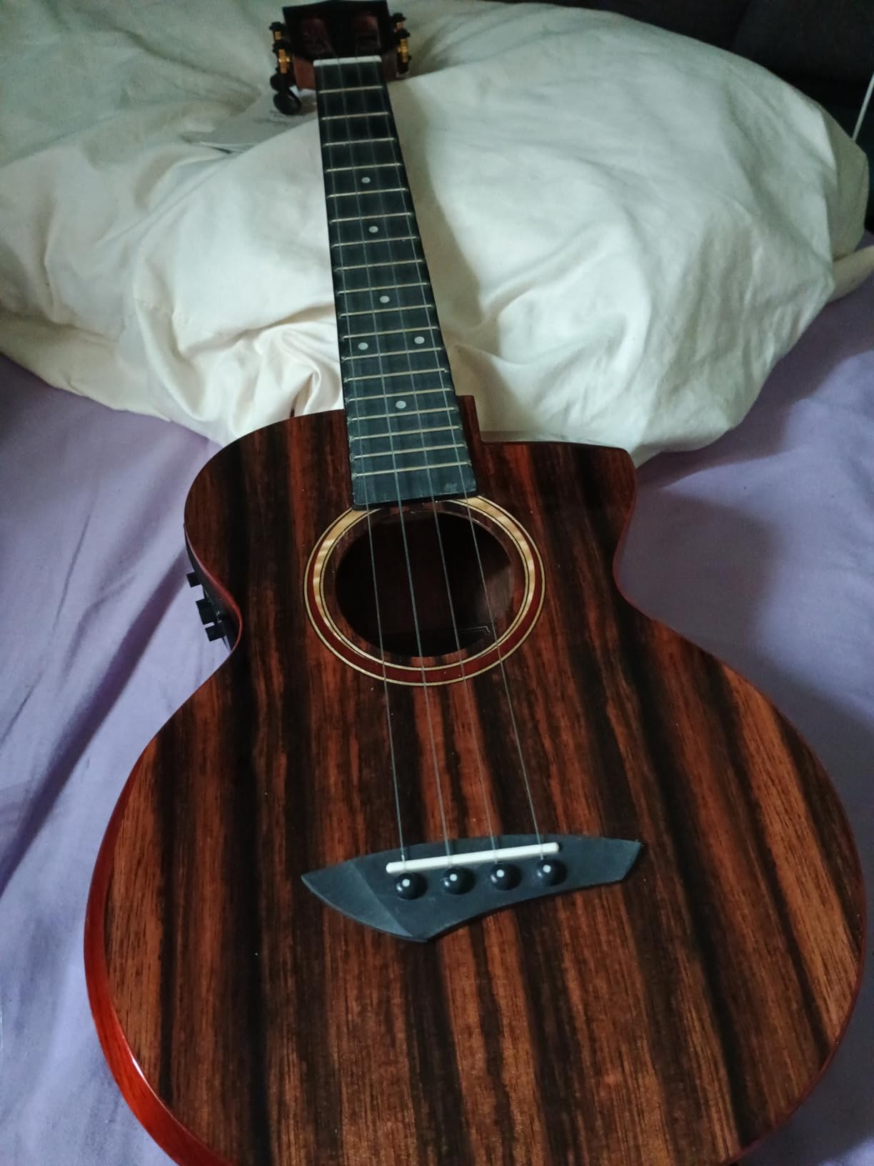 Caramel TEM45 26 Inch Tenor Acoustic-Electric Solid Okoume Top Ukulele | Pumpkin Style Design, Built-In EQ, Acoustic-Electric Performance, Handmade Craftsmanship, Rich Natural Tone customer photo 1