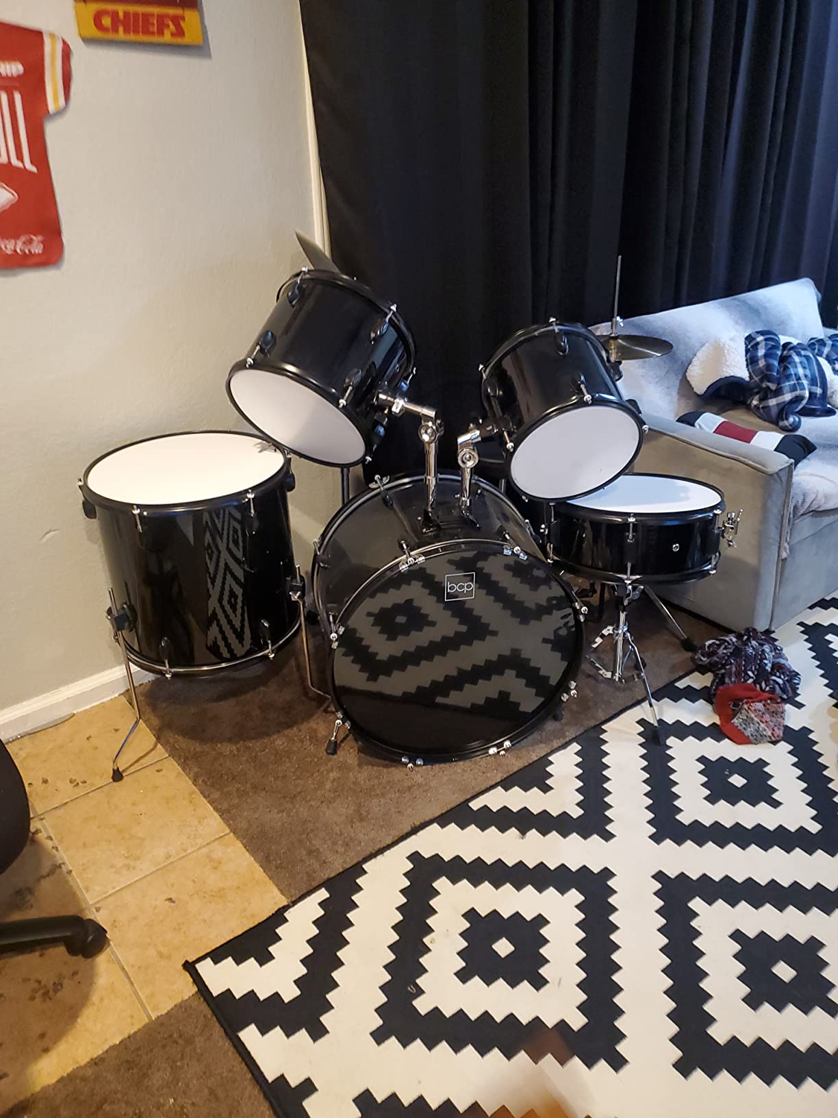 Best Choice Products 5-Piece Full Size Complete Adult Drum Set w/Cymbal Stands, Stool, Drum Pedal, Sticks, Floor Tom - Pink Sparkle customer photo 2