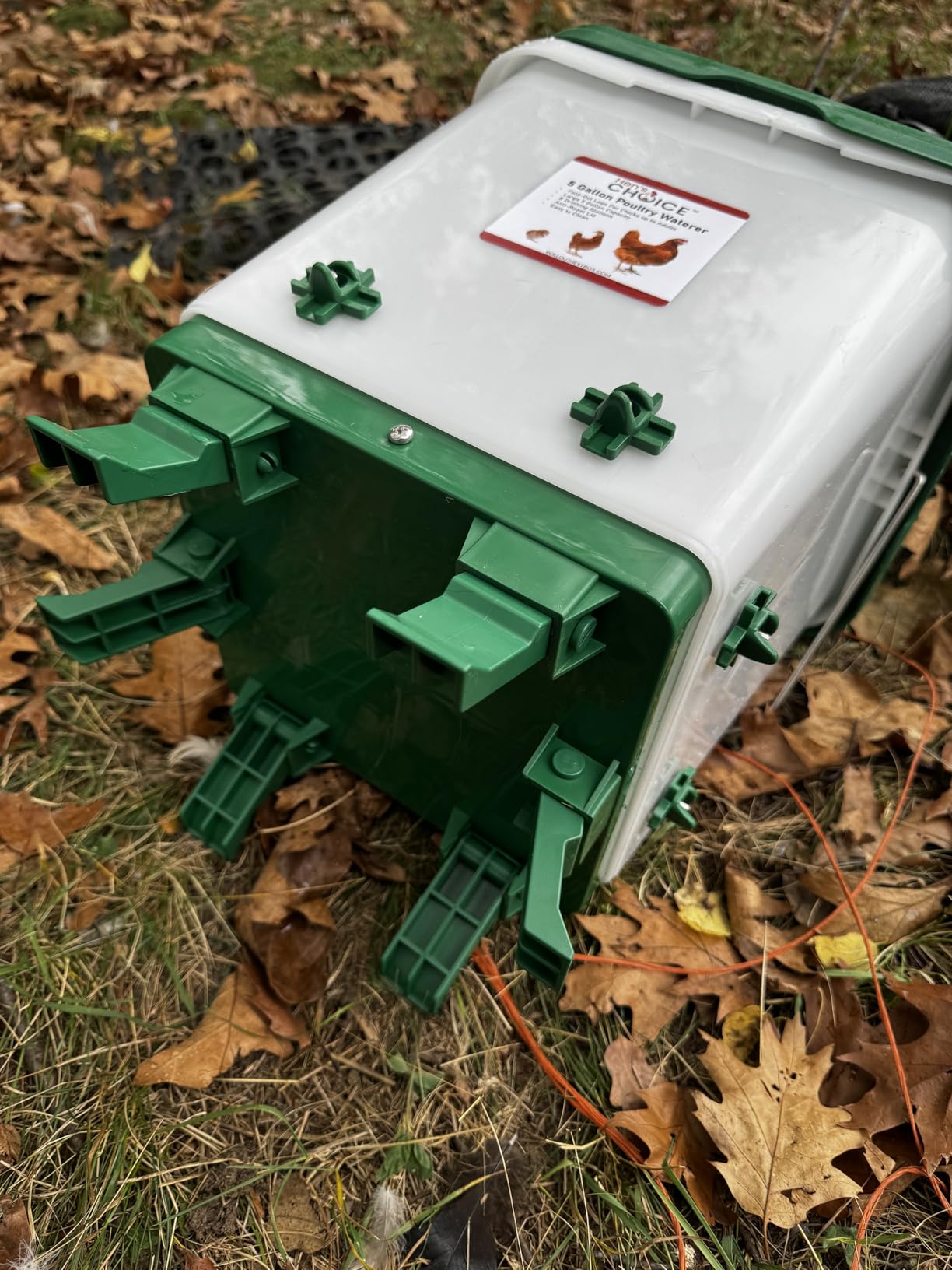 Hen's Choice 5 Gallon Chicken Waterer with 8 Drinker Nipples, Anti-Roost Lid, Top Fill Design, Heavy Duty Legs customer photo 2