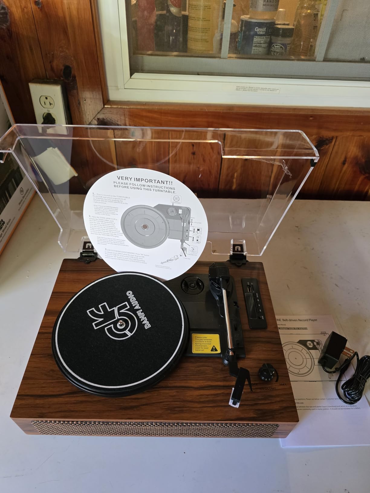 Bluetooth Vinyl Record Player Vintage 3-Speed Turntable w/Built-in Speaker | USB Recording & Playback, Premium Wood Case, Vinyl to Digital, 3-Speed Belt Drive Turntable for Vinyl Records - Retro Gift customer photo 2
