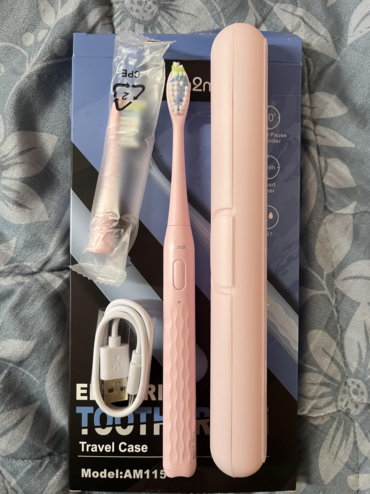 7AM2M Sonic Travel Electric Toothbrush for Adults&Kids, Travel Case&2 Brush Heads, 1 Charge for 90 Days, Type-C Rechargeable Sonic Toothbrush, Compact Design for Daily/Travel Use-Black customer photo 2