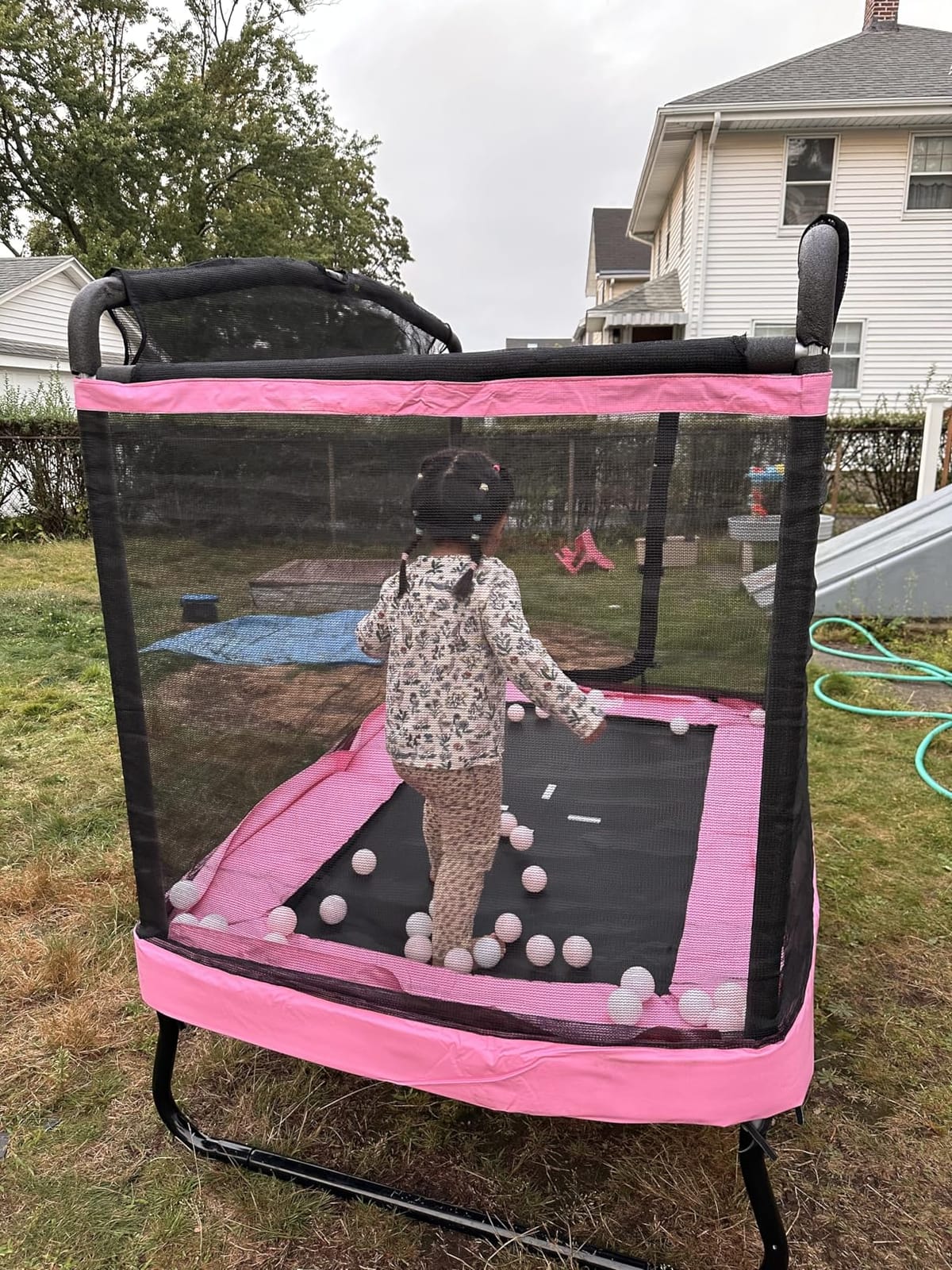 Giantex 6 FT Trampoline for Kids with Swing, Toddler Trampolines with Safety Enclosure Net, ASTM Approved, Rectangle Indoor & Outdoor Mini Kids Trampoline customer photo 2