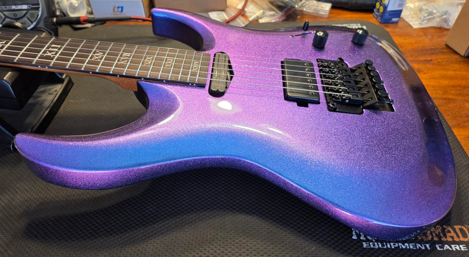 Leo Jaymz Tsunami Electric Guitar Mahogany Body & Roasted Maple Neck, HH Pickups with Rail, Double-Locking Tremolo, 24 Frets (Matte Black) customer photo 1