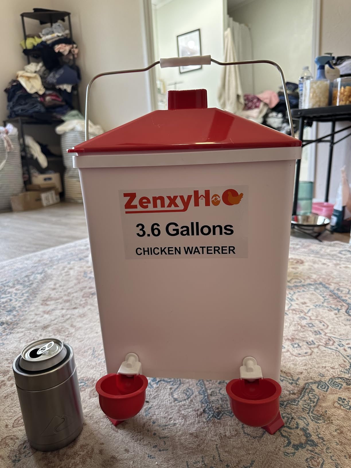 3.6 Gal Chicken Waterer with 4 Automatic Water Cups - 3 Height Adjustable customer photo 2
