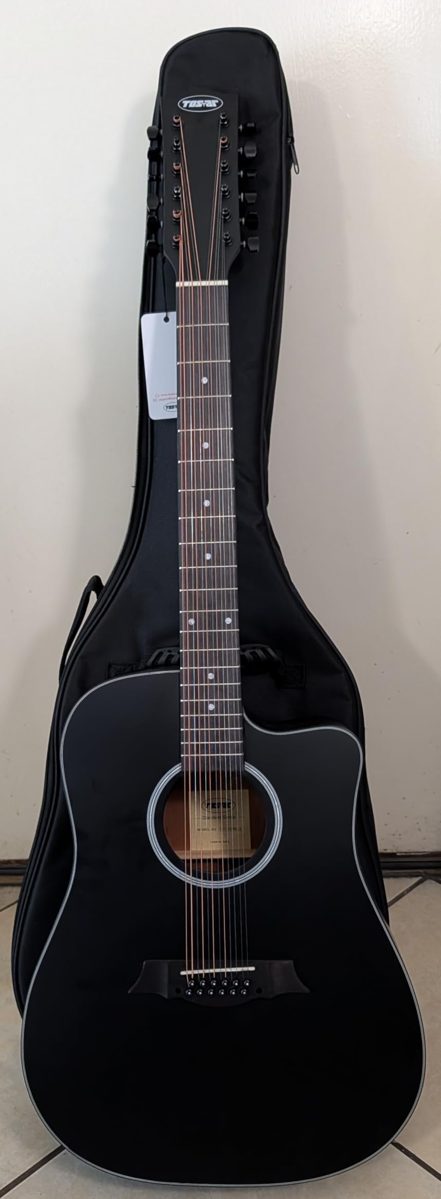 Tostar 12 String Acoustic Electric Guitar for All Players, Cutaway Black | 42