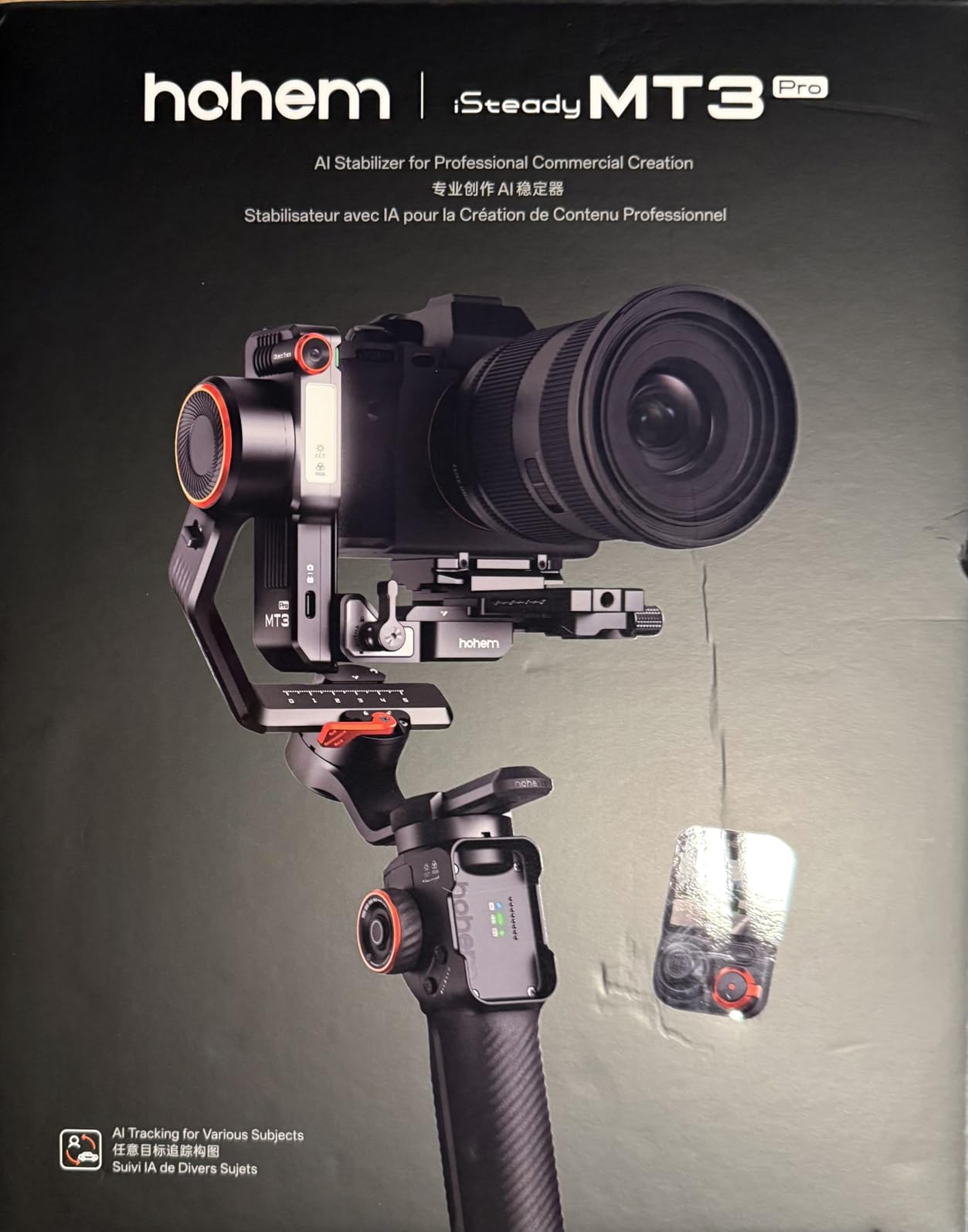 Hohem iSteady MT3 Pro 3-Axis Gimbal Stabilizer for Camera, AI Tracker with CCT/RGB Light, for Mirrorless/Pocket/Action Camera/Smartphone, Detachable Touchscreen Control, for Canon/Nikon/Sony/Fujifilm customer photo 2